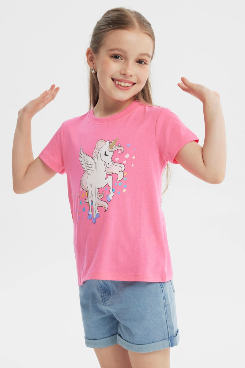 Polera Slim Niña Fucsia