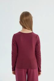 Polera Niña Slim Burdeo