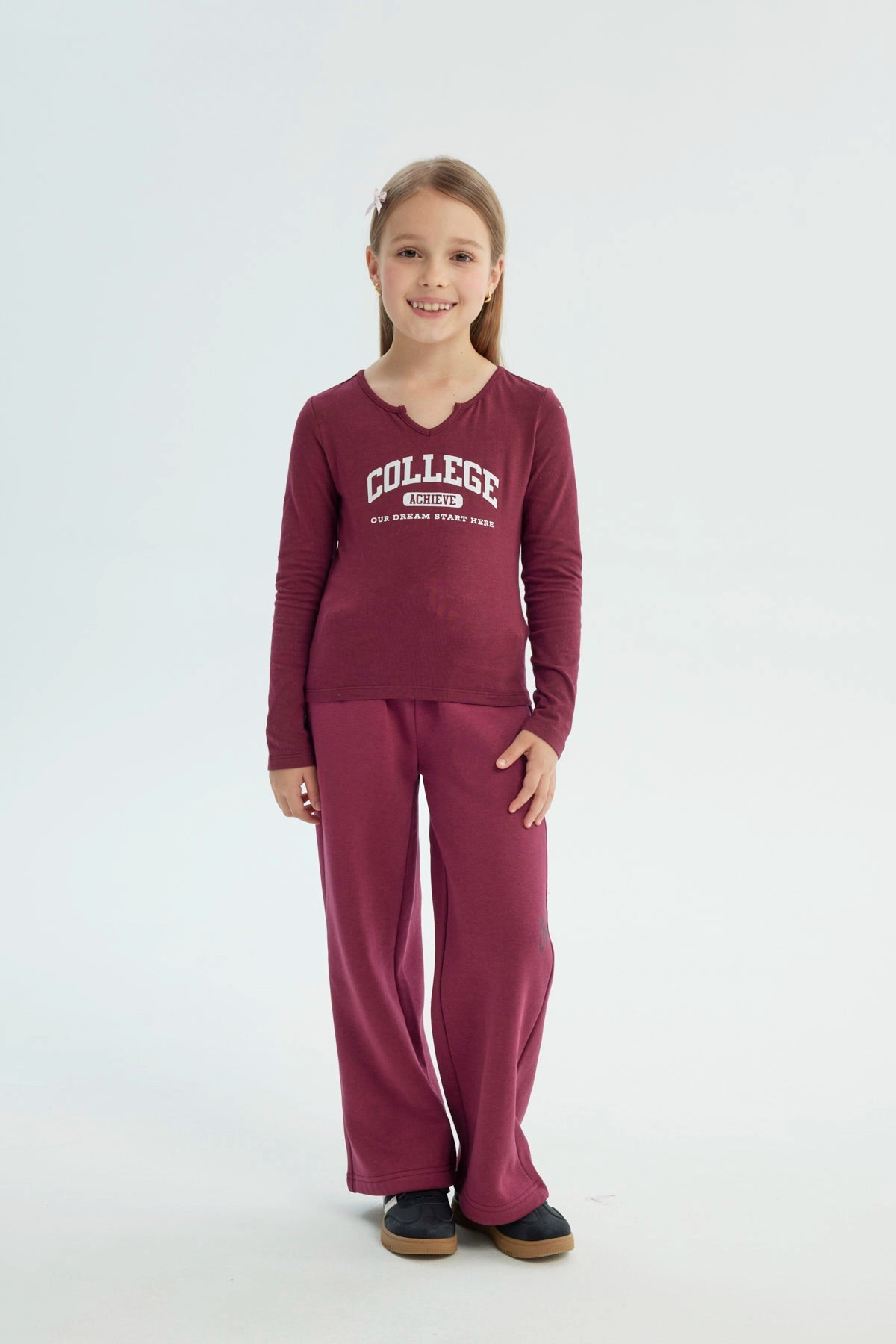 Polera Niña Slim Burdeo