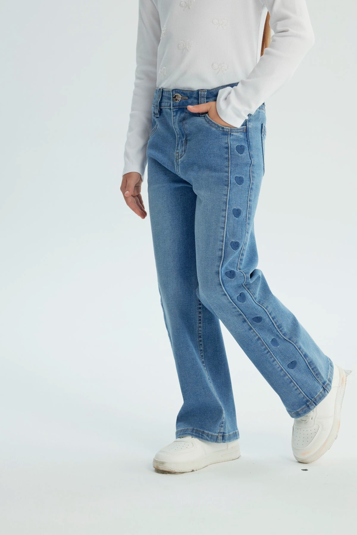 Jeans Niña Wide Leg Azul