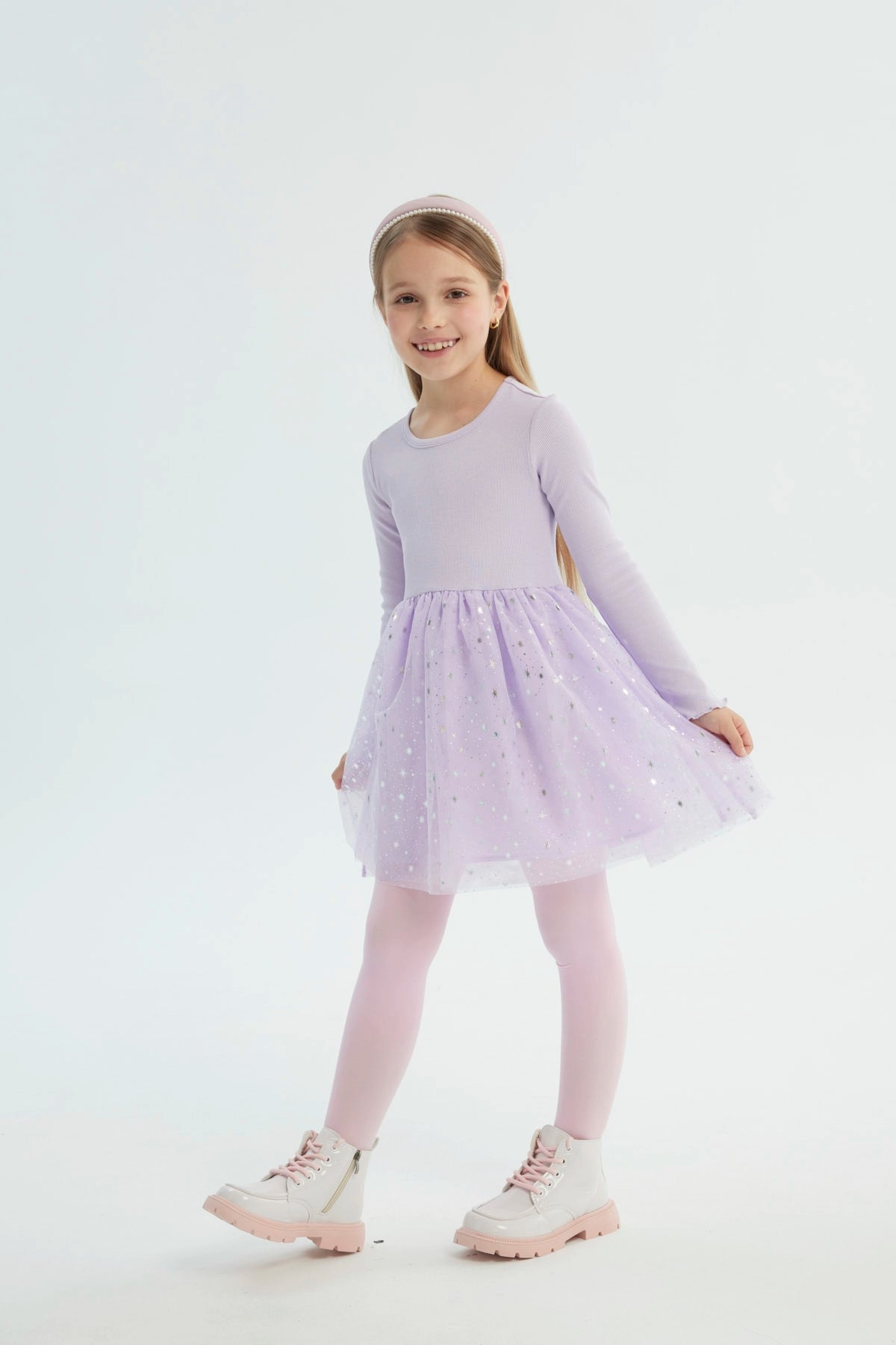 Vestido Niña Falda Midi Lila