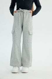 Pantalón Buzo Niña Flare Gris Melange