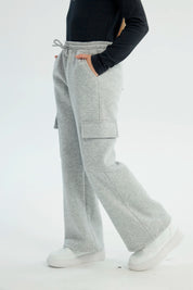 Pantalón Buzo Niña Flare Gris Melange