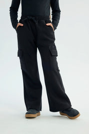 Pantalón Buzo Niña Flare Negro