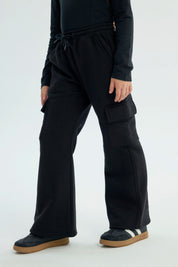 Pantalón Buzo Niña Flare Negro