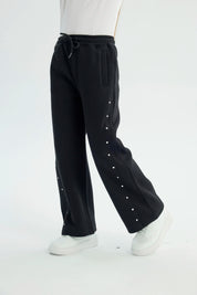 Pantalón Buzo Niña Wide Leg Negro