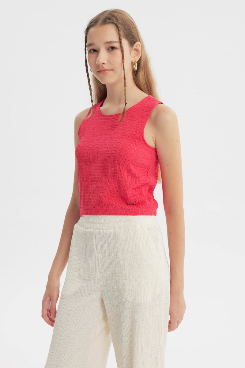 Polera Slim Niña Fucsia
