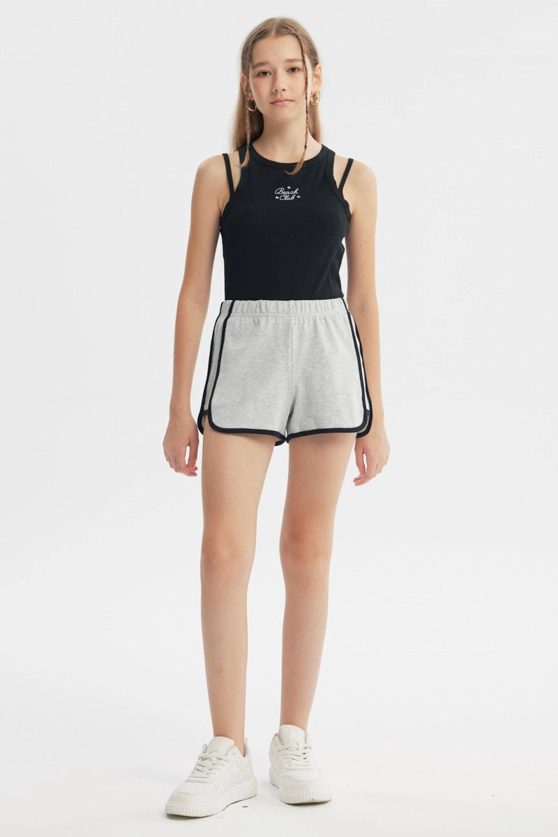Short Amplio Niña Gris Melange