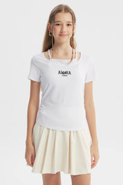 Polera Tight Manga Corta Niña Blanco