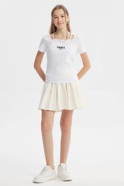 Polera Tight Manga Corta Niña Blanco