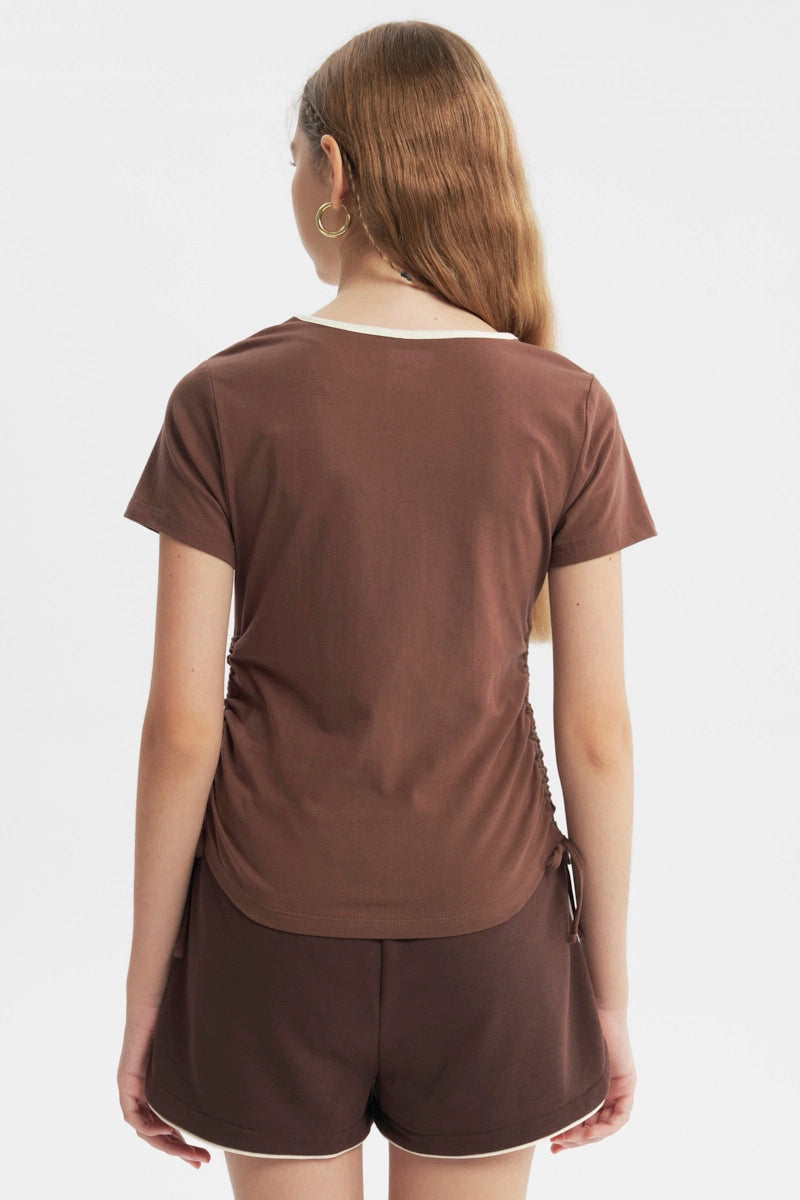 Polera Slim Niña Café