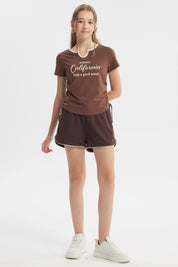 Polera Slim Niña Café