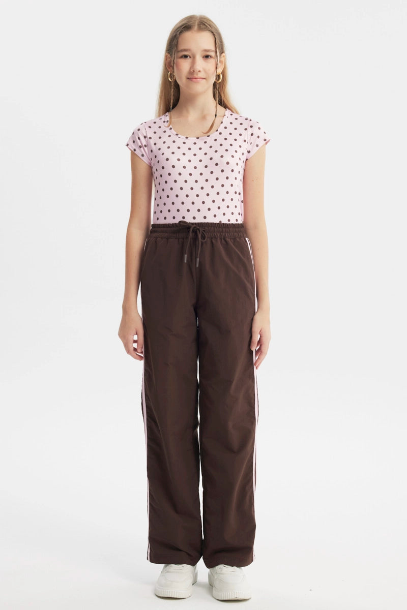 Pantalón Wide Leg Niña Café