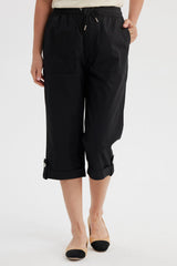 Pantalón Pescador Mujer Con Cortes Y Aperturas Negro