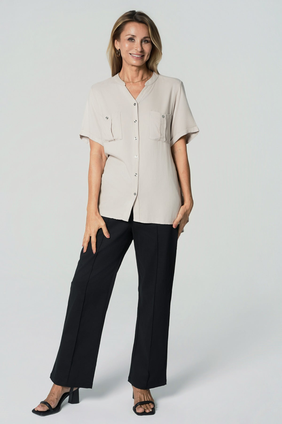 Blusa Slim Mujer Beige Claro