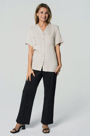 Blusa Slim Mujer Beige Claro