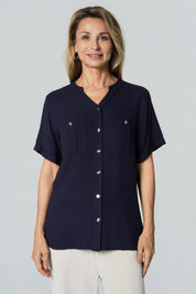 Blusa Slim Mujer Azul Oscuro