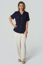 Blusa Slim Mujer Azul Oscuro