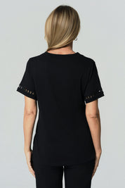 Polera Regular Cuello V Mujer Negro
