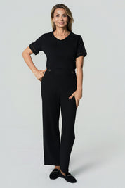 Polera Regular Cuello V Mujer Negro