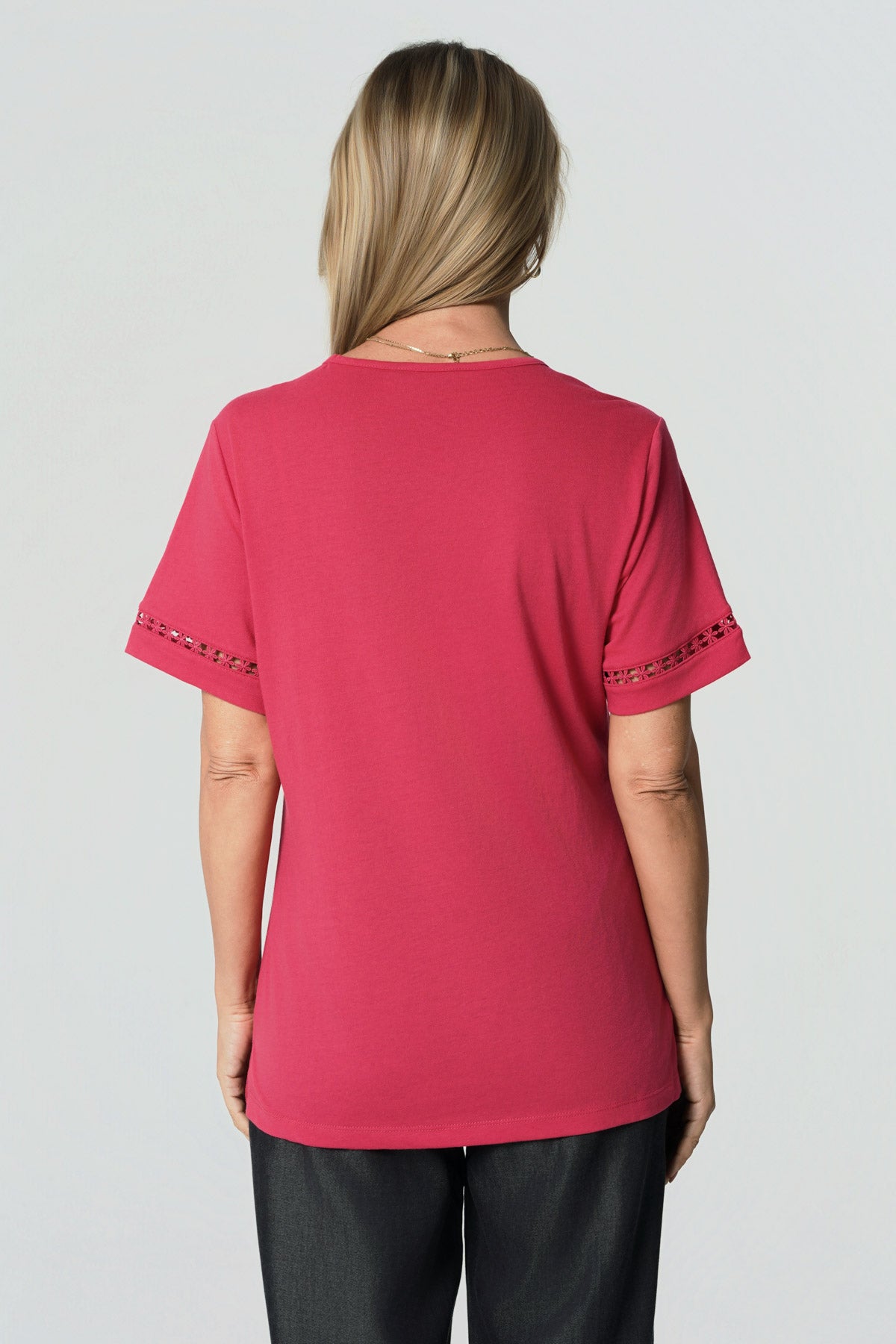 Polera Regular Cuello V Mujer Magenta