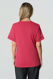 Polera Regular Cuello V Mujer Magenta