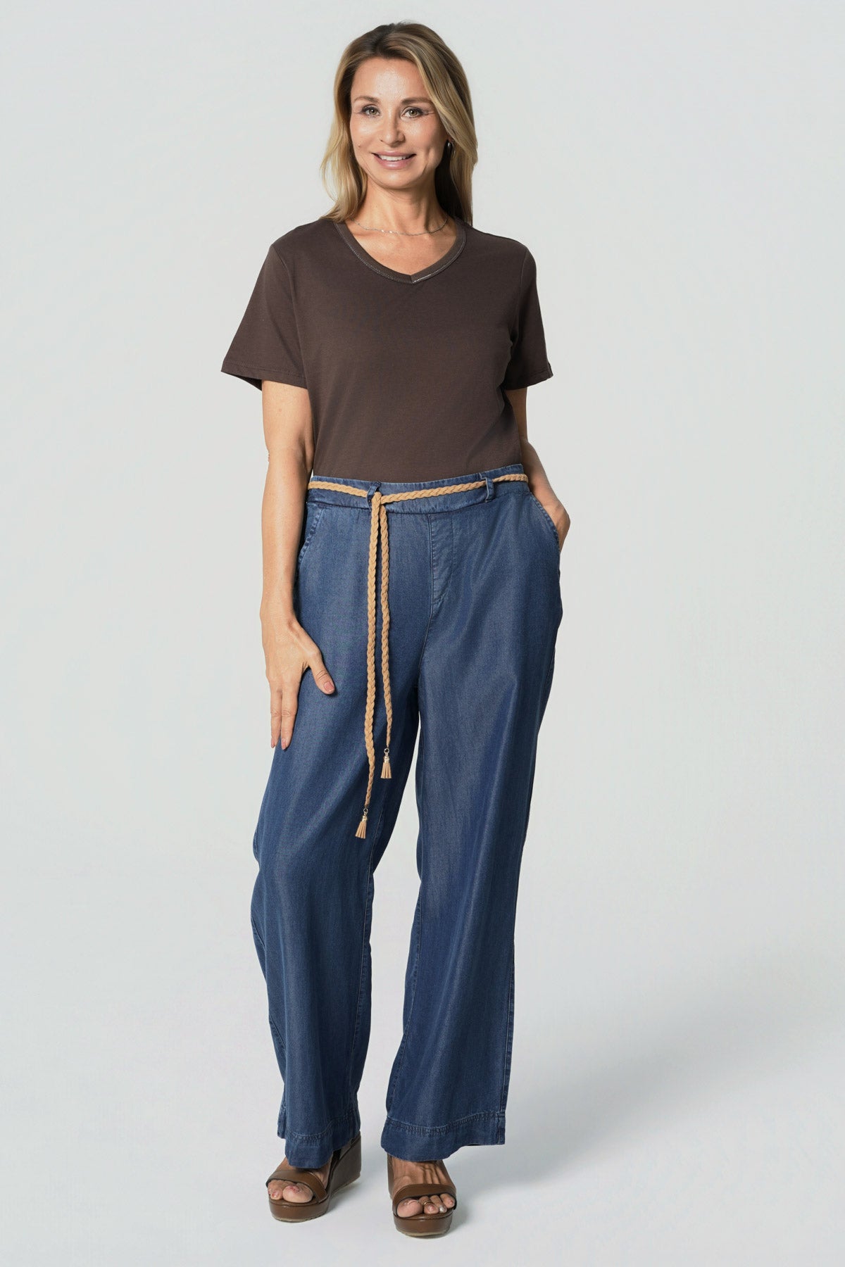 Jeans Straight Mujer Azul
