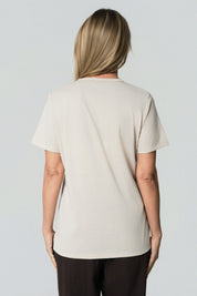 Polera Regular Cuello V Mujer Beige