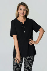 Polera Regular Cuello V Mujer Negro