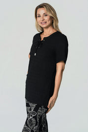 Polera Regular Cuello V Mujer Negro