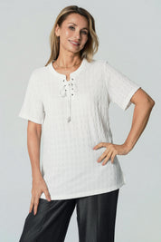 Polera Regular Cuello V Mujer Crudo