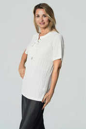 Polera Regular Cuello V Mujer Crudo