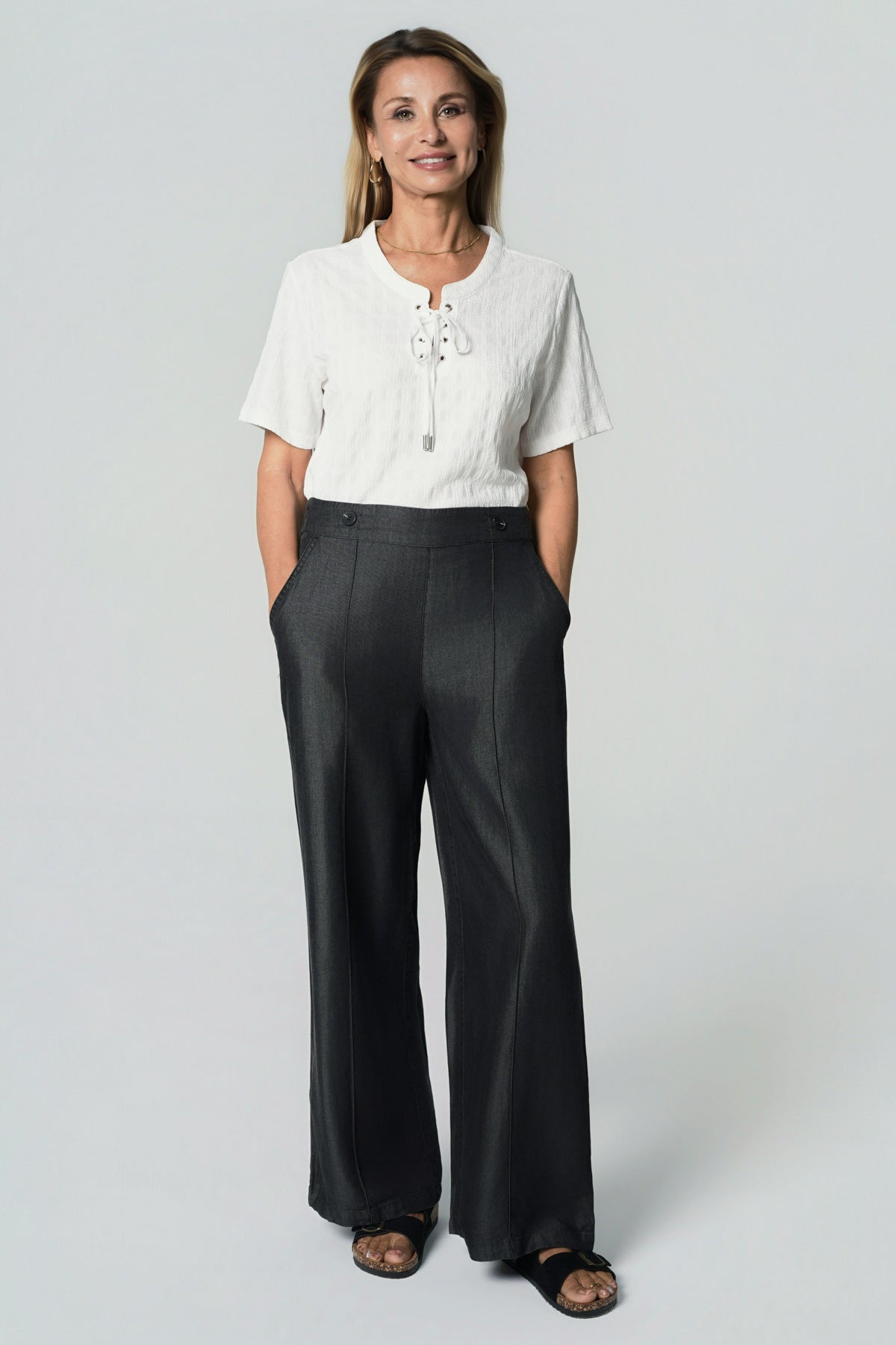 Polera Regular Cuello V Mujer Crudo