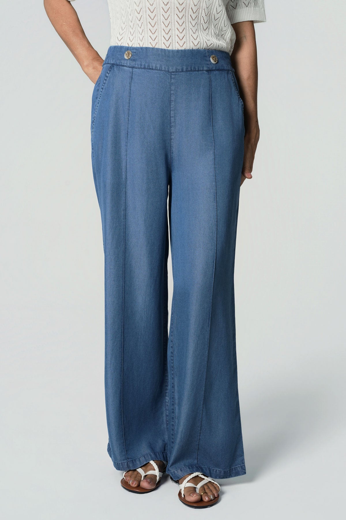 Jeans Wide Leg Mujer Azul