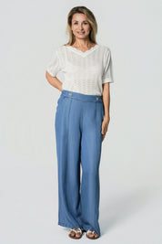 Jeans Wide Leg Mujer Azul