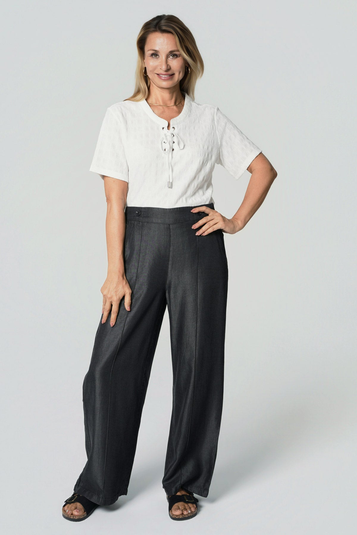 Jeans Wide Leg Mujer Negro