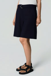 Bermuda Calce Recto Mujer Azul Oscuro