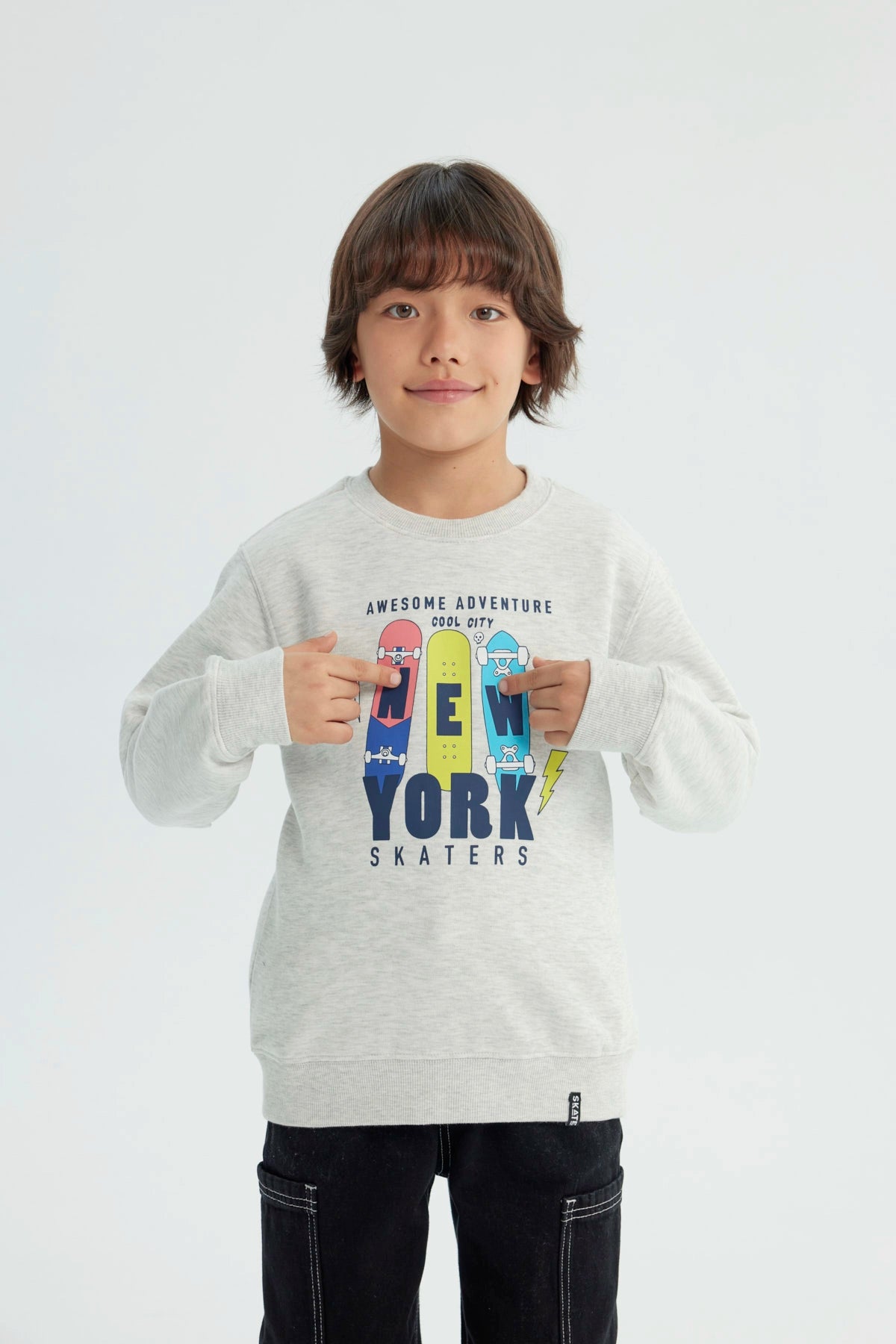 Polerón Niño Slim Gris Melange