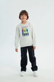 Polerón Niño Slim Gris Melange