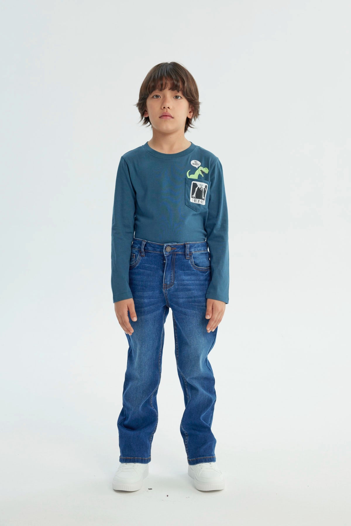 Jeans Niño Calce Recto Azul Oscuro