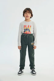 Pantalón Buzo Niño Pitillo Verde Oscuro
