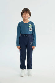 Pantalón Buzo Niño Pitillo Azul Marino