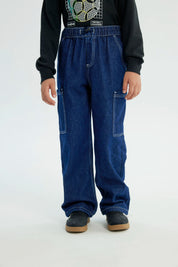Jeans Niño Calce Recto Azul Oscuro