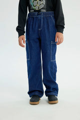 Jeans Calce Recto Niño Azul Oscuro