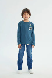 Polera Niño Slim Azul Petroleo