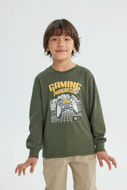 Polera Niño Regular Verde Militar