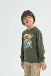 Polera Niño Regular Verde Militar