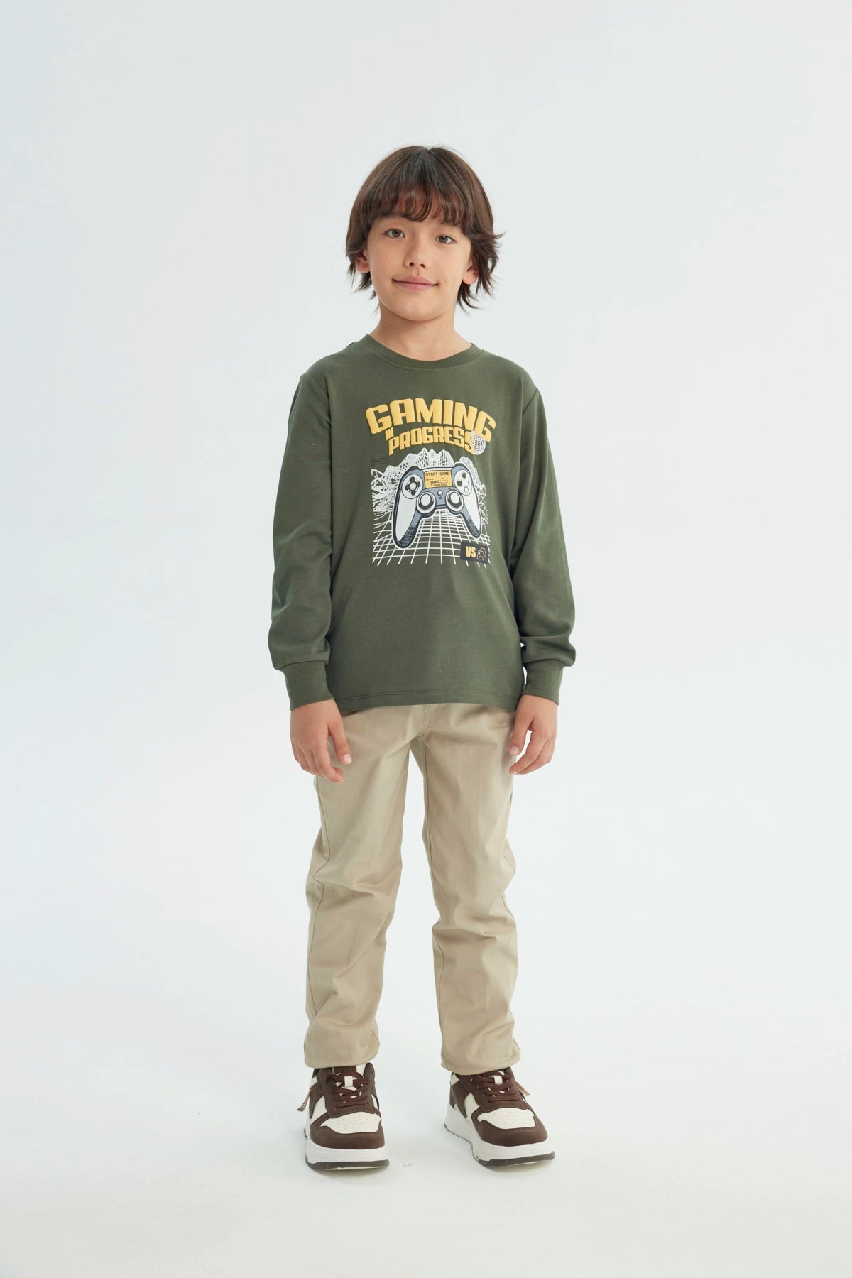 Polera Niño Regular Verde Militar