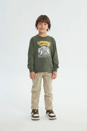 Polera Niño Regular Verde Militar