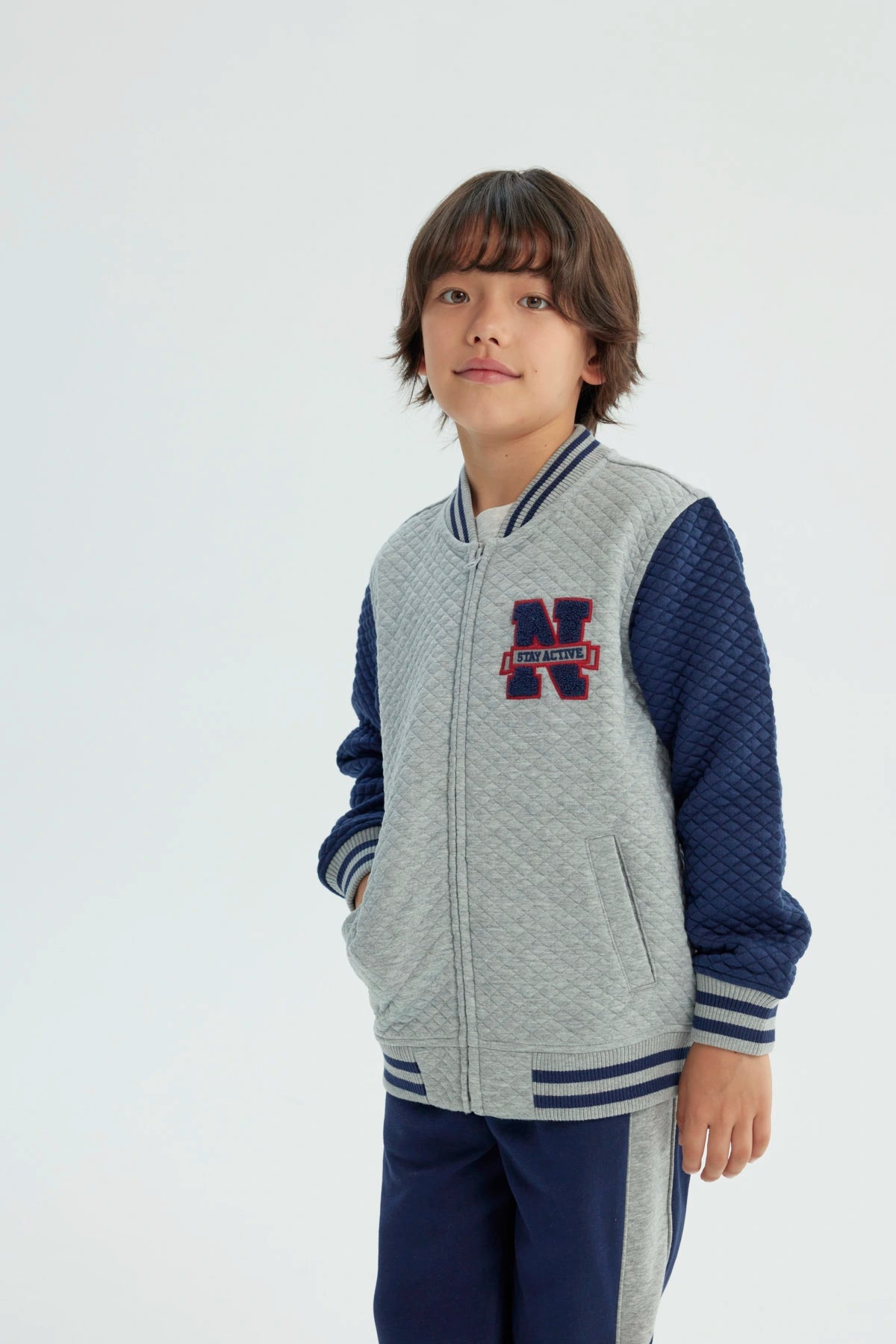 Polerón Niño Regular Gris Melange